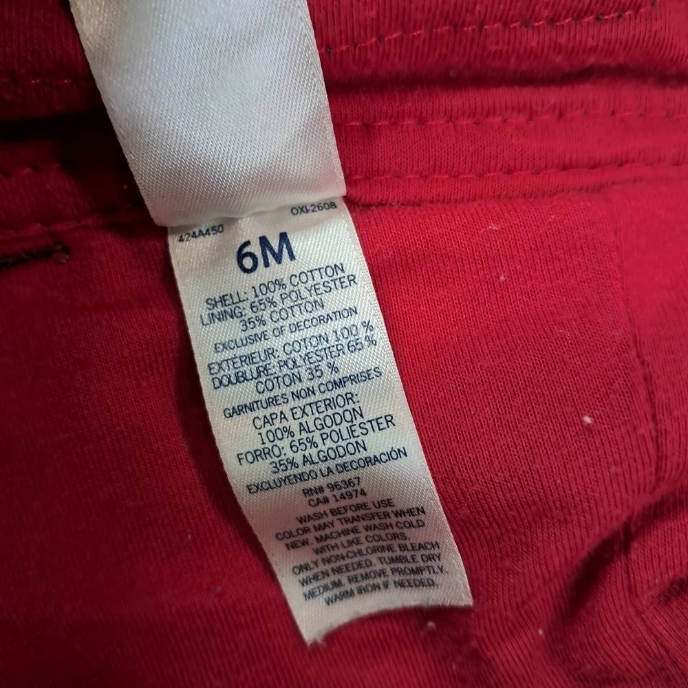 OshKosh B'Gosh Corduroy Conductor Overall Blue Grey Red Lining Size 6 Month